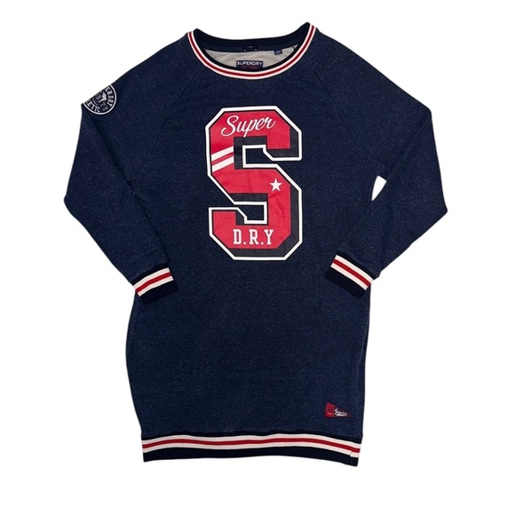 SUPERDRY Club NYC Women’s Charlie Sweat Dress Pullover Sweater Dress ~ Size L - Picture 1 of 13
